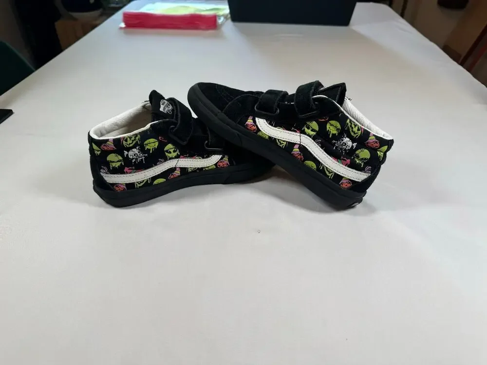 VANS SK8-MID Hook loop SNEAKER Kids 3 TRIPPY DRIP BLACK GLOW IN THE DARK